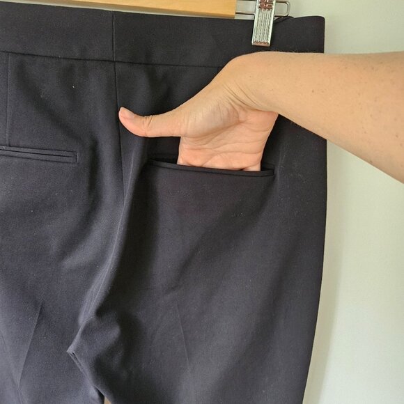 Helmut Lang Straight Leg Slit Pants 8 Black Stretch Designer Corporate - Picture 5 of 14